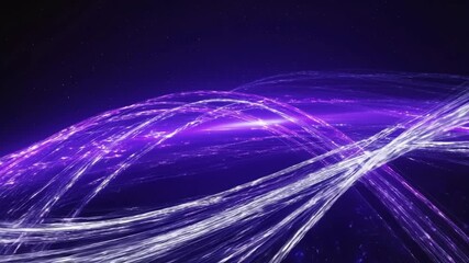 Abstract purple and white light trails flowing through starry space - Powered by Adobe