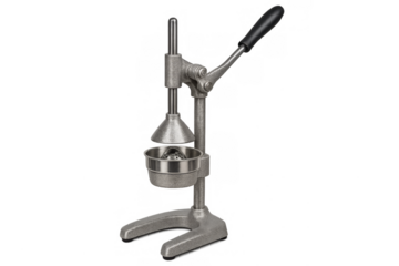 Manual citrus juicer pressing fresh fruit for drink