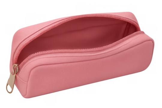 Pink empty pencil case pouch with zipper