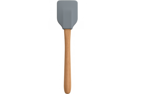 Gray silicone spatula with wooden handle for baking