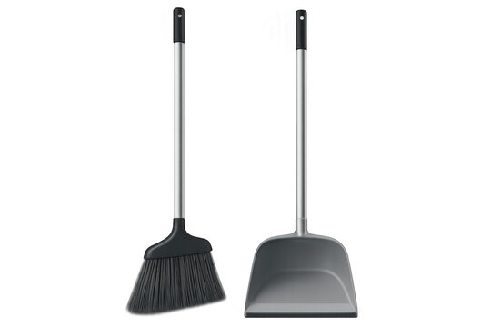 Broom and dustpan cleaning tools transparent background