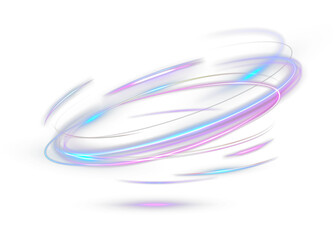 Fototapeta premium Light vortex — a bright purple-blue spiral of glowing energy creating a sense of speed and rotation on a dark background.