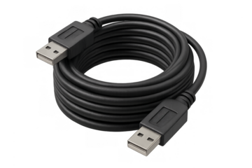Black coiled usb cable providing digital data connection