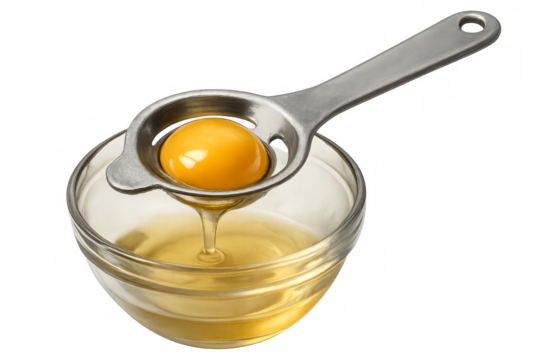 Separating egg yolk from egg white using kitchen tool