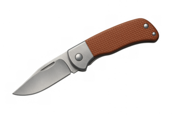 Folding pocket knife with brown handle