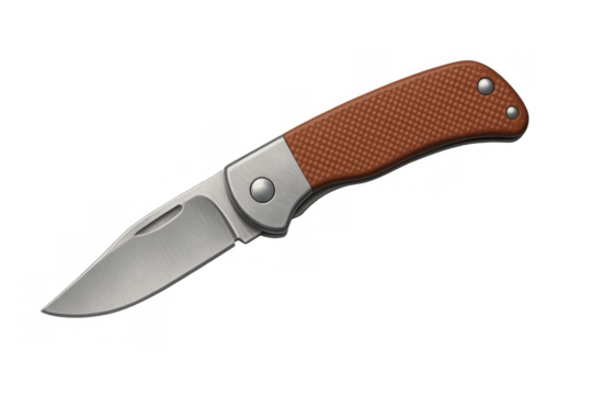 Folding pocket knife with brown handle