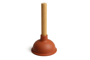 Plunger with wooden handle for plumbing household duties