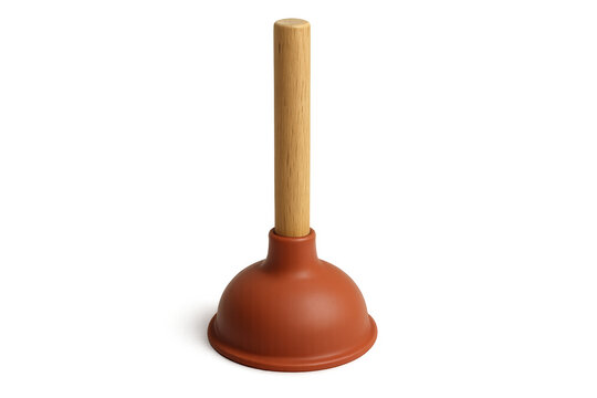 Plunger with wooden handle for plumbing household duties