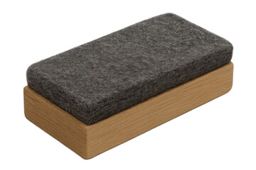 Chalkboard eraser with felt and wood creating learning tool