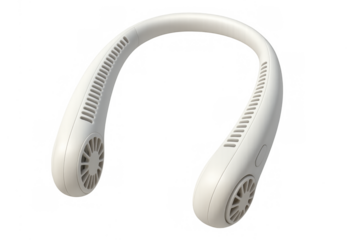 White portable bladeless neck fan cooling device