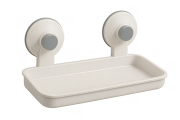 White plastic soap dish holder with suction cups