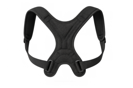 Black posture corrector preventing poor back posture