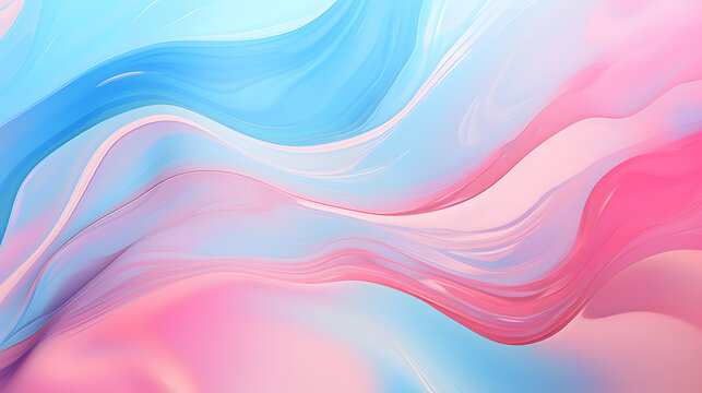 Gentle swirls of blue, pink, and peach create calming, fluid abstract scene. Soft waves evoke tranquility and fluidity, perfect for serene ambiance. Neural network AI generated