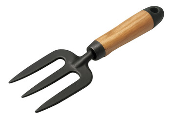 Fototapeta premium Garden hand fork tool with wooden handle