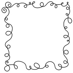 Hand drawn rectangular frame with one line in linear style