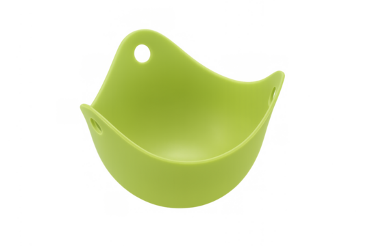 Green silicone egg poacher for cooking eggs