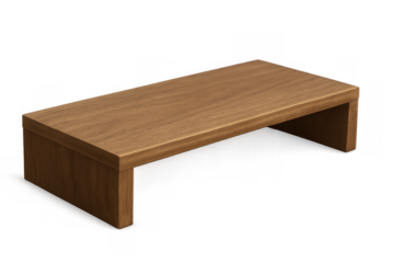 Wooden monitor stand desk riser on transparent background