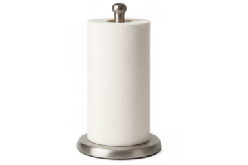 Household paper towel roll on metal holder