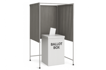 Voting booth and ballot box with blank vote