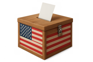 American ballot box receiving vote, transparent background