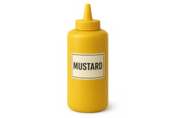 Yellow mustard squeeze bottle condiment transparent background