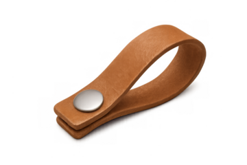 Brown leather furniture pull handle loop hardware