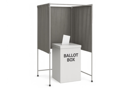 Voting booth and ballot box with blank vote