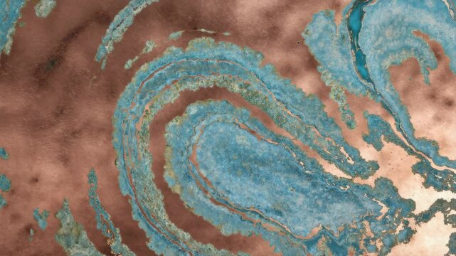 Abstract copper and blue marbling texture background
