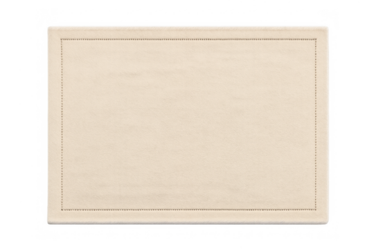 Beige fabric placemat with stitching border on transparent background