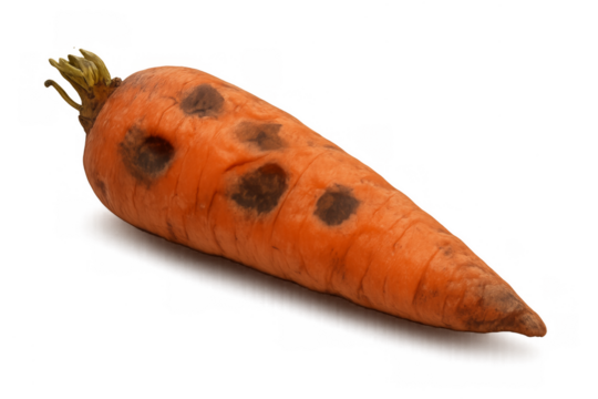 Rotten carrot showing food waste and decay concept