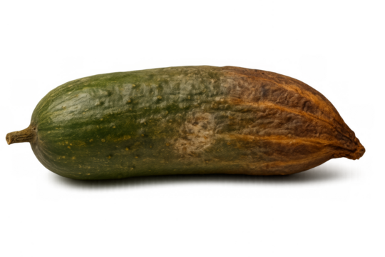 Cacao pod showing ripening and spoiling process