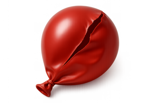 Red balloon popping representing failure and disappointment