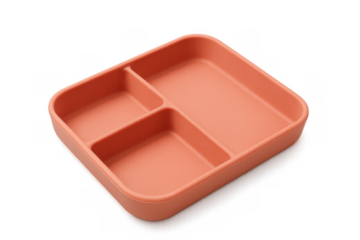 Orange silicone divided plate for kids lunchbox meal prepping