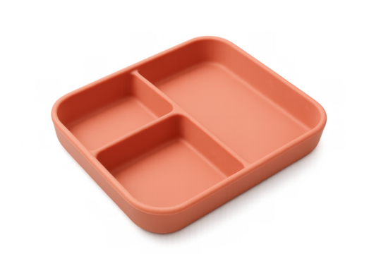 Orange silicone divided plate for kids lunchbox meal prepping