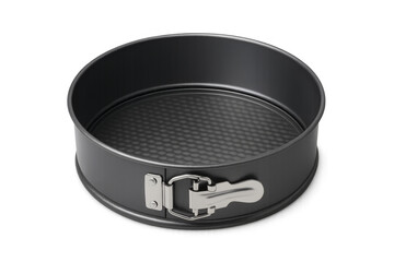 Round black metal springform cake baking pan