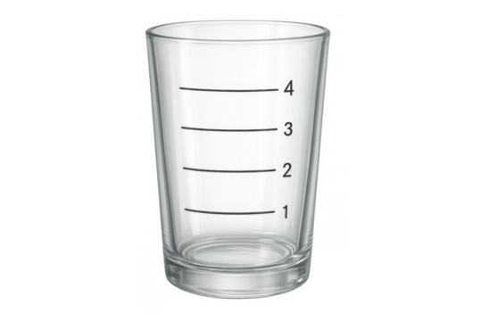 Empty transparent measuring glass with numbers