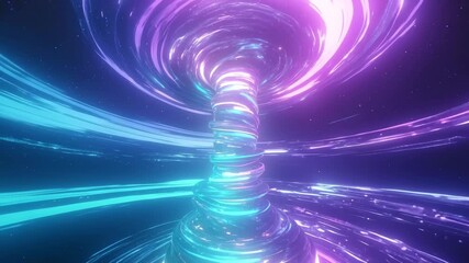Abstract swirling vortex of neon light trails in deep space - Powered by Adobe