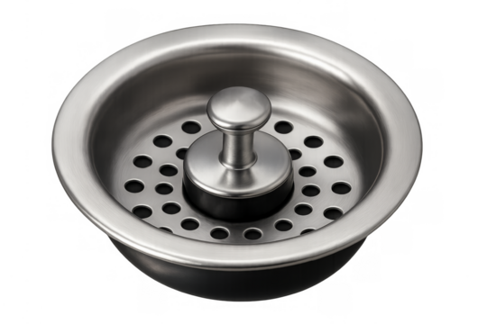 Kitchen sink drain strainer with plug on transparent background