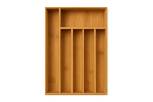 Bamboo drawer organizer with empty cutlery compartments