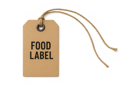 Food label cardboard tag with string transparent background