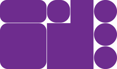 Geometric shapes in purple, creating a modern and abstract design with a sense of balance and visual interest