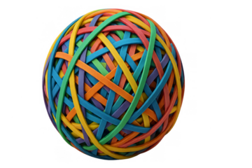 Colorful rubber band ball creating abstract texture