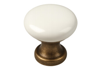 Vintage ceramic porcelain knob on bronze hardware