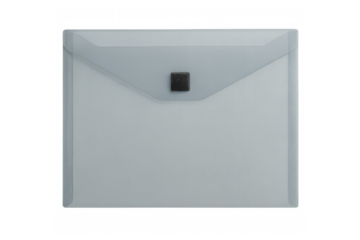 Transparent plastic document folder with snap closure