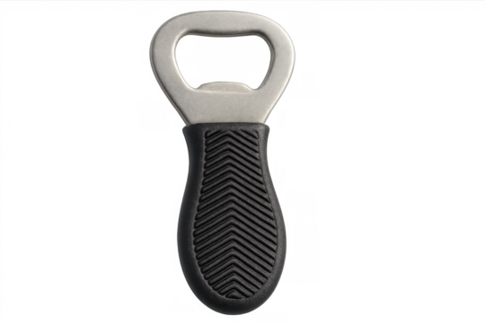 Bottle opener metal tool with black handle