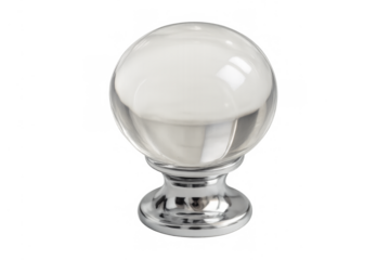 Crystal glass furniture knob with chrome base