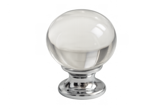 Crystal glass furniture knob with chrome base