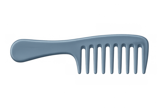 Blue wide tooth comb on transparent background