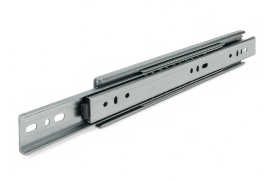 Metal drawer slide mechanism for furniture assembly