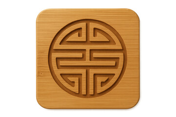 Shou symbol carved in wood for longevity